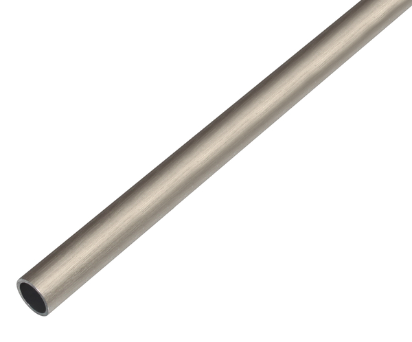 Tubo tondo, Materiale: alluminio, superficie: acciaio inox scuro, diametro: 10 mm, Spessore del materiale: 1 mm, Lunghezza: 1000 mm