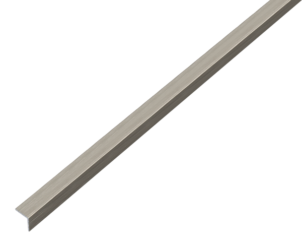 Angle profile, self-adhesive, Material: Aluminium, Surface: stainless steel design, dark, Width: 10 mm, Height: 10 mm, Material thickness: 1 mm, Type: equal sided, self-adhesive, Length: 1000 mm