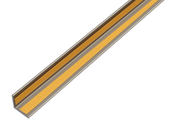 Winkelprofil, selbstklebend, mit Schutzfolie, Material: Aluminium, Oberfläche: edelstahldesign, dunkel, Breite: 20 mm, Höhe: 20 mm, Materialstärke: 1 mm, Ausführung: gleichschenklig, selbstklebend, Länge: 1000 mm