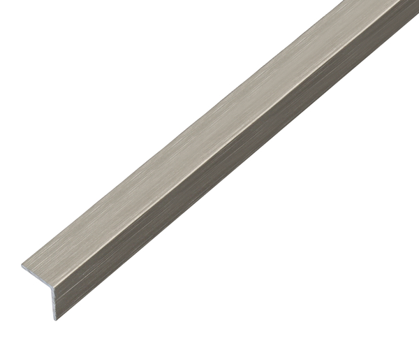 Angle profile, self-adhesive, Material: Aluminium, Surface: stainless steel design, dark, Width: 20 mm, Height: 20 mm, Material thickness: 1 mm, Type: equal sided, self-adhesive, Length: 1000 mm