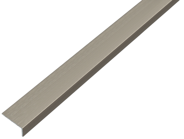 Angle profile, self-adhesive, Material: Aluminium, Surface: stainless steel design, dark, Width: 20 mm, Height: 10 mm, Material thickness: 1 mm, Type: unequal sided, self-adhesive, Length: 1000 mm