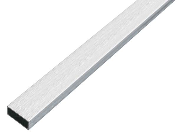 Perfil rectangular, Material: Aluminio, Superficie: diseño de acero inoxidable, claro, Anchura: 20 mm, Altura: 10 mm, Espesura del material: 1 mm, Longitud: 1000 mm