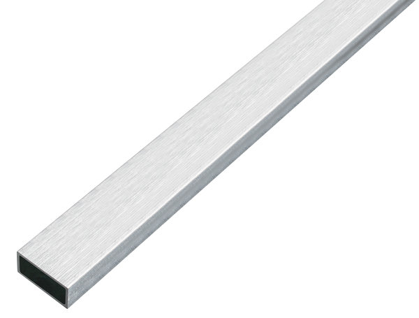 Tube rectangulaire, avec film de protection, Matériau: Aluminium, Finition: design inox, clair, Largeur: 20 mm, Hauteur: 10 mm, Épaisseur du matériau: 1 mm, Longueur: 1000 mm