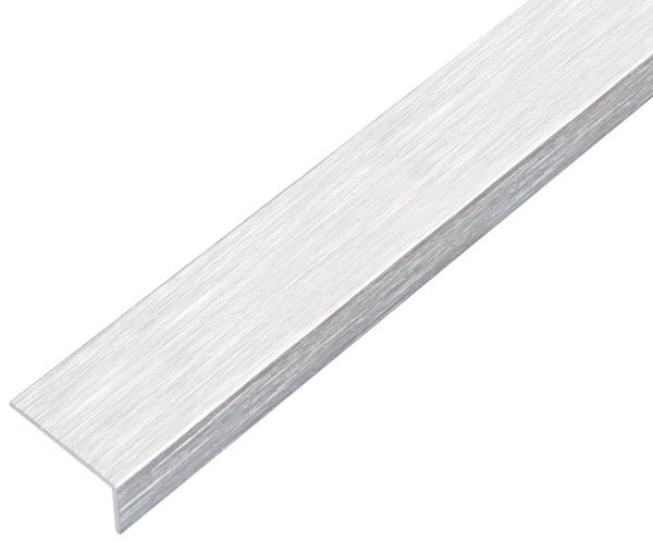 Angle profile, self-adhesive, Material: Aluminium, Surface: stainless steel design, light, Width: 15 mm, Height: 10 mm, Material thickness: 1 mm, Type: unequal sided, self-adhesive, Length: 1000 mm