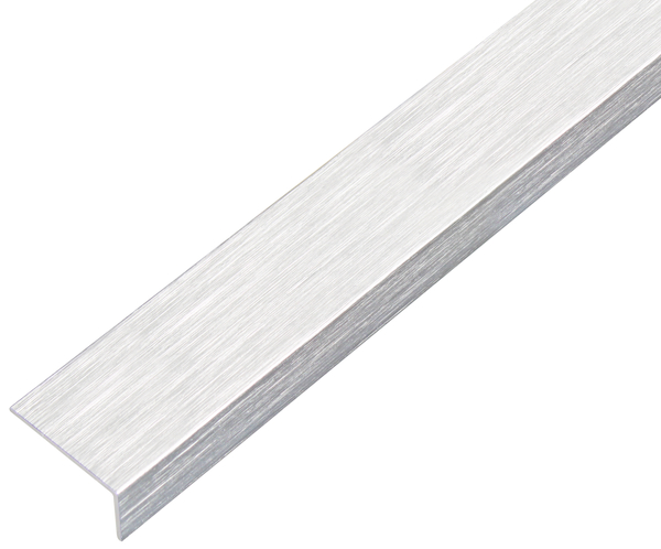 Angle profile, self-adhesive, Material: Aluminium, Surface: stainless steel design, light, Width: 15 mm, Height: 10 mm, Material thickness: 1 mm, Type: unequal sided, self-adhesive, Length: 2000 mm
