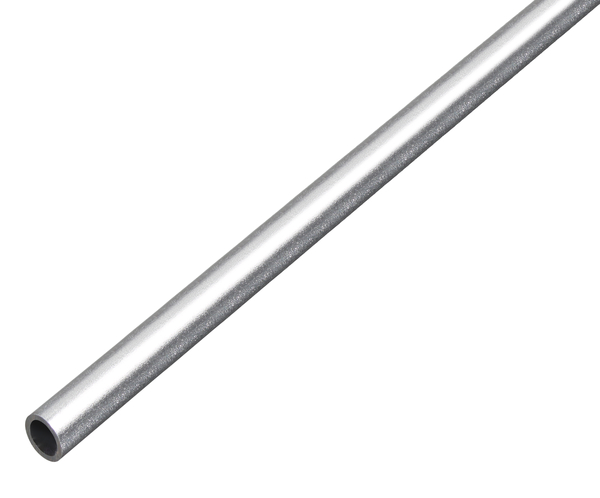 Perfil cilíndrico, Material: Aluminio, Superficie: granallado, plata, Diámetro: 8 mm, Espesura del material: 1 mm, Longitud: 1000 mm