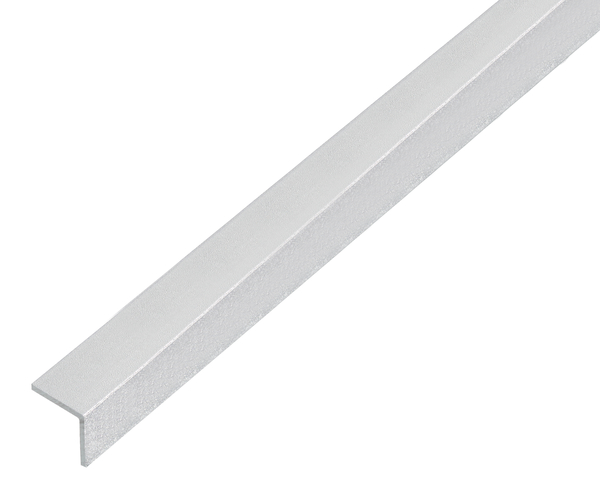 Angle profile, self-adhesive, Material: Aluminium, Surface: shot blasted, silver colour, Width: 10 mm, Height: 10 mm, Material thickness: 1 mm, Type: equal sided, self-adhesive, Length: 1000 mm