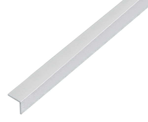 Angle profile, self-adhesive, Material: Aluminium, Surface: shot blasted, silver colour, Width: 15 mm, Height: 15 mm, Material thickness: 1 mm, Type: equal sided, self-adhesive, Length: 1000 mm