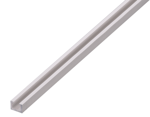 Nutprofil, Material: Aluminium, Oberfläche: silberfarbig eloxiert, Breite: 14 mm, Höhe: 10 mm, Nutbreite: 6 mm, Länge: 1000 mm, Materialstärke: 2,00 mm