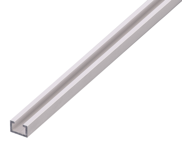 Perfil en C, Material: Aluminio, Superficie: anodizado plateado, Anchura: 17 mm, Altura: 11 mm, 8 mm, Longitud: 1000 mm, Espesura del material: 2,00 mm