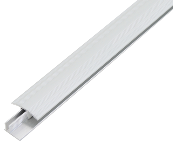 Profil przejściowy Duo, materiał: aluminium, powierzchnia: profil nośny: surowa, profil wierzchni: anodowana srebrna, Szerokość: 34 mm, Długość: 1000 mm, Grubość materiału: 1,80 mm, Opakowanie do sklepów samoobsługowych