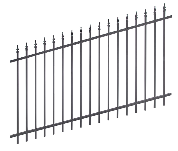 Fence panel Chaussee, adjustable, Material: Aluminium, Surface: black matt powder-coated, Clear width: 2000 mm, Height: 1000 mm, Traverse: 38 x 25 mm, Filling bar: 16 x 16 mm