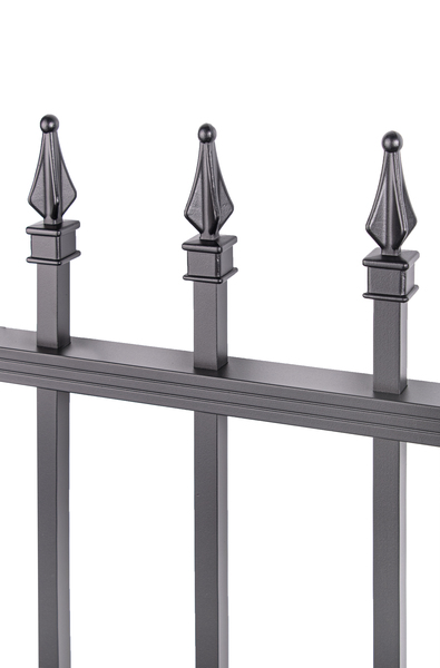 Fence panel Chaussee, Material: Aluminium, Surface: black matt powder-coated, Clear width: 2000 mm, Height: 1000 mm, Traverse: 38 x 25 mm, Filling bar: 16 x 16 mm