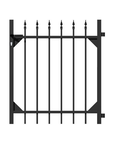 Single gate Chaussee, Material: Aluminium, Surface: black matt powder-coated, for setting in concrete, Nominal width: 1000 mm, Clear width: 965 mm, Height: 1000 mm