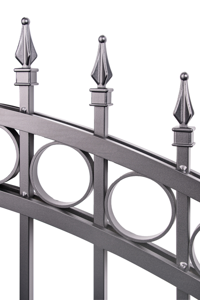 Fence panel Bordeaux, Material: Aluminium, Surface: black matt powder-coated, for setting in concrete, Clear width: 1600 mm, Height middle: 1200 mm, Panel height, outside: 1000 mm