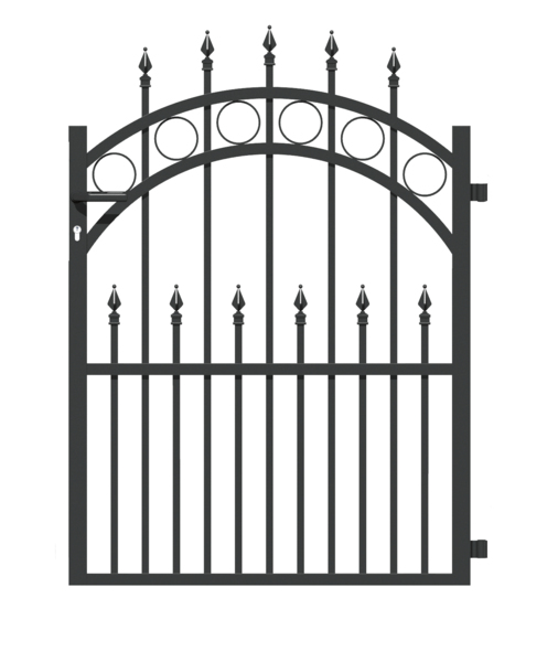 Einzeltor Bordeaux, Material: Aluminium, Oberfläche: anthrazit kunststoffbeschichtet, zum Einbetonieren, Nennbreite: 1000 mm, lichte Breite: 960 mm, Höhe mittig: 1225 mm, Höhe außen: 1000 mm, Rahmenbreite: 880 mm