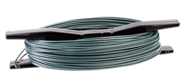 Stitching wire on spindle, Material: raw steel, Surface: galvanised, green powder-coated, Length: 40 m, Wire Ø: 1.5 mm, 15-year warranty against rusting through