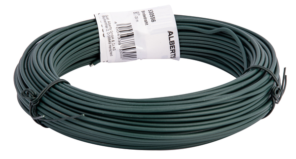 Binding wire, Material: raw steel, Surface: galvanised, green powder-coated, Contents per PU: 25 m, Length: 25 m, Wire Ø: 2 mm, 15-year warranty against rusting through