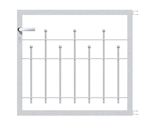 Single gate Madrid, Material: raw steel, Surface: hot-dip galvanised passivated, Nominal width: 1000 mm, Clear width: 1000 mm, Height: 800 mm, Frame width: 910 mm, Frame thickness: 40 x 40 mm, 15-year warranty against rusting through