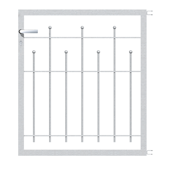 Single gate Madrid, Material: raw steel, Surface: hot-dip galvanised passivated, for setting in concrete, Nominal width: 1000 mm, Clear width: 1000 mm, Height: 1000 mm, Frame width: 910 mm, Frame thickness: 40 x 40 mm, 15-year warranty against rusting through