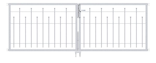 Double gate Madrid, Material: raw steel, Surface: hot-dip galvanised passivated, for setting in concrete, Nominal width: 3000 mm, Clear width: 3000 mm, Frame width gate leaf: 1425 mm, Frame width second gate leaf: 1425 mm, Height: 1000 mm, Frame width: 2880 mm, Frame thickness: 40 x 40 mm, 15-year warranty against rusting through