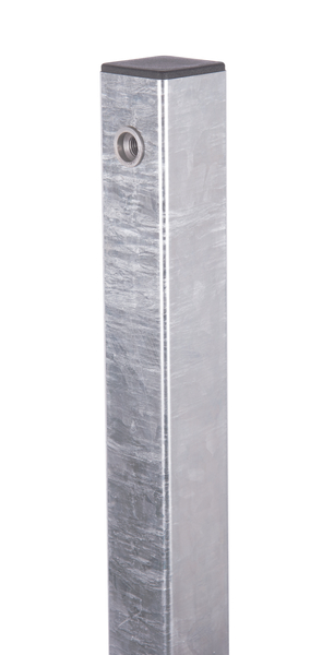 Hook post for single gates Madrid, Material: raw steel, Surface: hot-dip galvanised passivated, for setting in concrete, Length: 1300 mm, Gate height: 800 mm, Post thickness: 60 x 60 mm, 15-year warranty against rusting through