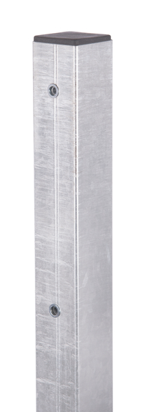 Stop post for single gates Madrid, Material: raw steel, Surface: hot-dip galvanised passivated, for setting in concrete, Length: 1300 mm, Gate height: 800 mm, Post thickness: 60 x 60 mm, 15-year warranty against rusting through