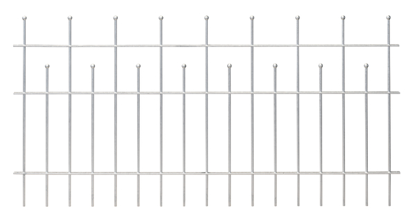 Fence panel Madrid, Material: raw steel, Surface: hot-dip galvanised passivated, Clear width: 2000 mm, Height: 735 mm, Traverse: 6 x 25 mm, No. of traverses: 3, 15-year warranty against rusting through