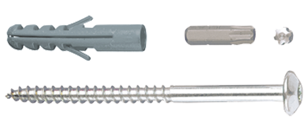 Screw set, for the fixation of window grilles, Material: raw steel, Surface: galvanised, Contents per PU: 4 Piece, Length: 105 mm, Diameter: 7 mm, 15-year warranty against rusting through, Retail packaged