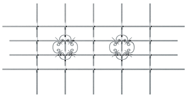 Fenstergitter Salzburg, individuell kürzbar, Material: Stahl roh, Oberfläche: feuerverzinkt, min. Breite: 1090 mm, max. Breite: 1680 mm, Vierkantstange: 12 x 12 mm, 15 Jahre Garantie gegen Durchrosten