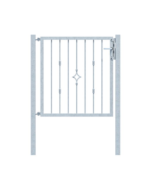 Single gate Hamburg in customised dimensions, Material: raw steel, Surface: hot-dip galvanised passivated, for setting in concrete, Clear width: 1000 - 1250 mm, Height: 400 - 1000 mm, Post thickness: 60 x 60 mm, Frame thickness: 40 x 40 mm, Filler material Ø: 12 mm, 15-year warranty against rusting through