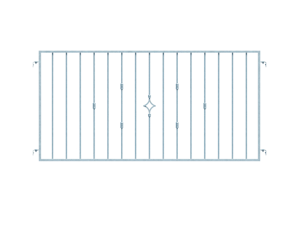 Fence panel Hamburg in customised dimensions, Material: raw steel, Surface: hot-dip galvanised passivated, Clear width: 1000 - 1250 mm, Height: 400 - 1000 mm, Frame thickness: 30 x 20 mm, Filler material Ø: 12 mm, 15-year warranty against rusting through
