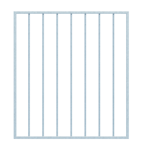 Window grille Basic I in customised dimensions, for mounting in the window reveal or on the outside wall, Material: raw steel, Surface: hot-dip galvanised passivated, mounting on the wall, reveal width: 946 - 1320 mm, reveal height: 400 - 800 mm, Frame width: 1026 - 1400 mm, Frame height: 400 - 800 mm, Frame thickness: 20 x 20 mm, Filler material Ø: 12 mm, Number of attachment points: 4, Traverse: without, 15-year warranty against rusting through