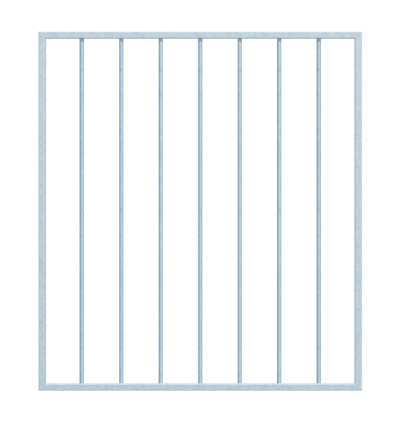 Window grille Basic I in customised dimensions, for mounting in the window reveal or on the outside wall, Material: raw steel, Surface: hot-dip galvanised passivated, mounting on the wall, reveal width: 946 - 1320 mm, reveal height: 400 - 800 mm, Frame width: 1026 - 1400 mm, Frame height: 400 - 800 mm, Frame thickness: 20 x 20 mm, Filler material Ø: 12 mm, Number of attachment points: 4, Traverse: without, 15-year warranty against rusting through