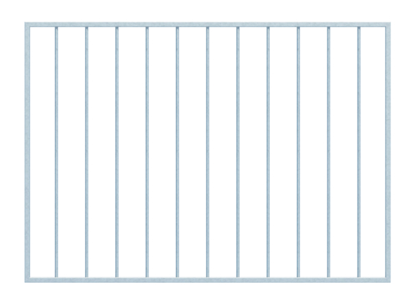 Fenstergitter Basic I in Sondermaßen, zur Befestigung in der Fensterlaibung oder auf der Außenwand, Material: Stahl roh, Oberfläche: feuerverzinkt passiviert, Befestigung auf der Wand, Laibungsbreite: 1321 - 1820 mm, Laibungshöhe: 400 - 800 mm, Rahmenbreite: 1401 - 1900 mm, Rahmenhöhe: 400 - 800 mm, Rahmenstärke: 20 x 20 mm, Material Füllung-Ø: 12 mm, Anzahl Befestigungspunkte: 4, Traverse: ohne, 15 Jahre Garantie gegen Durchrosten