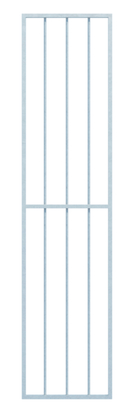 Window grille Basic I in customised dimensions, for mounting in the window reveal or on the outside wall, Material: raw steel, Surface: hot-dip galvanised passivated, mounting on the wall, reveal width: 320 - 570 mm, reveal height: 1401 - 2000 mm, Frame width: 400 - 650 mm, Frame height: 1401 - 2000 mm, Frame thickness: 30 x 20 mm, Filler material Ø: 12 mm, Number of attachment points: 8, Traverse: with, 15-year warranty against rusting through