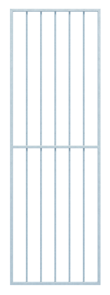 Fenstergitter Basic I in Sondermaßen, zur Befestigung in der Fensterlaibung oder auf der Außenwand, Material: Stahl roh, Oberfläche: feuerverzinkt passiviert, Befestigung auf der Wand, Laibungsbreite: 571 - 945 mm, Laibungshöhe: 1401 - 2000 mm, Rahmenbreite: 651 - 1025 mm, Rahmenhöhe: 1401 - 2000 mm, Rahmenstärke: 30 x 20 mm, Material Füllung-Ø: 12 mm, Anzahl Befestigungspunkte: 8, Traverse: mit, 15 Jahre Garantie gegen Durchrosten