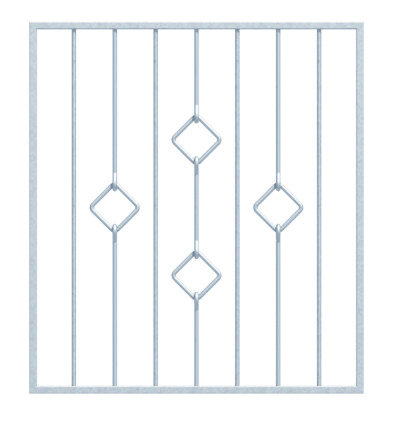 Grille de fenêtre Köln sur mesure, pour fixation en tableau ou sur mur extérieur, Matériau: Acier brut, Finition: galvanisée passivée, fixation sur le mur, Largeur d'ouverture: 946 - 1195 mm, Hauteur d'embrasure: 610 - 1000 mm, Largeur du cadre: 1026 - 1275 mm, Hauteur de cadre: 610 - 1000 mm, Épaisseur de cadre: 20 x 20 mm, Ø du barreau intérieur: 12 mm, Nombre de points de fixation: 4, Barreau: sans, Garantie de 15 ans contre l&apos;oxydation