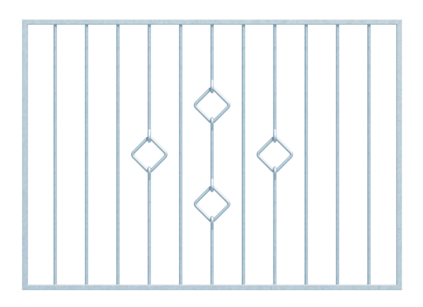 Grille de fenêtre Köln sur mesure, pour fixation en tableau ou sur mur extérieur, Matériau: Acier brut, Finition: galvanisée passivée, fixation sur le mur, Largeur d'ouverture: 1196 - 1445 mm, Hauteur d'embrasure: 610 - 1000 mm, Largeur du cadre: 1276 - 1525 mm, Hauteur de cadre: 610 - 1000 mm, Épaisseur de cadre: 20 x 20 mm, Ø du barreau intérieur: 12 mm, Nombre de points de fixation: 4, Barreau: sans, Garantie de 15 ans contre l&apos;oxydation