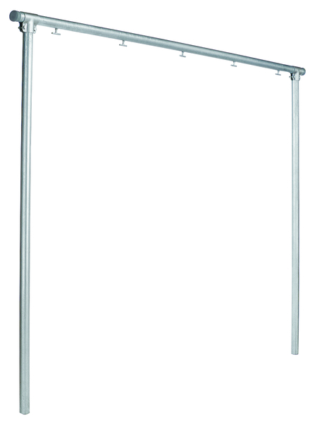 Laundry dryer frame, Material: raw steel, Surface: galvanised, for setting in concrete, Width: 3000 mm, Total height: 2548 mm, Tube Ø: 48 mm, No. of hooks: 5, 15-year warranty against rusting through