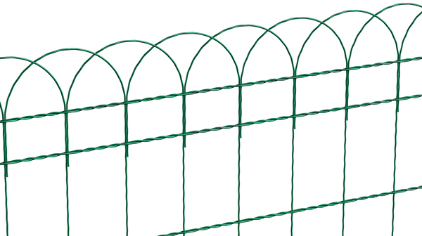 Ornamental mesh Rondo, Material: raw steel, Surface: galvanised, green powder-coated, Contents per PU: 10 m, Length: 10 m, Height: 400 mm, Mesh width: 150 x 90 mm, Wire Ø: 2.4 / 3 mm, 15-year warranty against rusting through