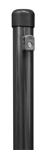 Zaunpfosten für Maschendrahtzäune, Material: Stahl roh, Oberfläche: zinkphosphatiert, anthrazit-metallic kunststoffbeschichtet, zum Einbetonieren, Länge: 2000 mm, Pfosten-Ø: 34 mm, Geflechthöhe: 1500 mm, 10 Jahre Garantie gegen Durchrosten