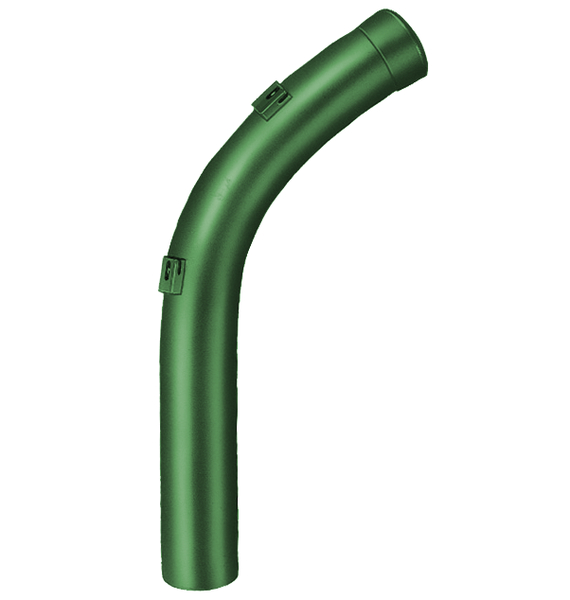 Zaunpfosten, gebohrt, abgewinkelt, für Maschendrahtgeflechte, Material: Stahl roh, Oberfläche: sendzimirverzinkt, grün kunststoffbeschichtet RAL 6005, zum Einbetonieren, Länge: 2000 mm, Abwinkelung: 45 °, Pfosten-Ø: 48 mm, Wandstärke: 1,5 mm, Anzahl Drahthalter: 4, 15 Jahre Garantie gegen Durchrosten