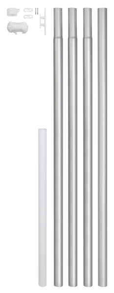 Flagpole, cylindrical, Material: Aluminium, Surface: raw, for setting in concrete, Contents per PU: 1 Set, Total height: 6200 mm, Height above ground: 5750 mm, Tube Ø: 50 mm