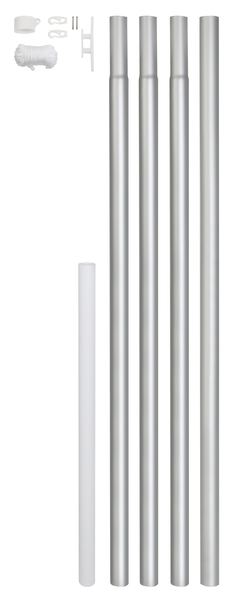 Fahnenmast, zylindrische Form, Material: Aluminium, Oberfläche: blank, zum Einbetonieren, Inhalt pro PE: 1 Set, Gesamthöhe: 6200 mm, Höhe über Boden: 5750 mm, Rohr-Ø: 50 mm