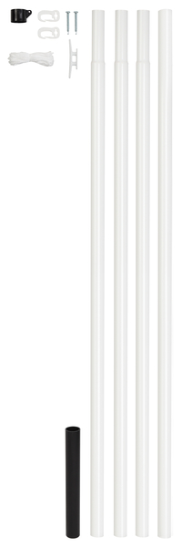 Flagpole, cylindrical, Material: raw steel, Surface: zinc phosphate plated, white powder-coated, for setting in concrete, Contents per PU: 1 Set, Total height: 6150 mm, Height above ground: 5750 mm, Tube Ø: 42 mm, Material thickness: 1.25 mm