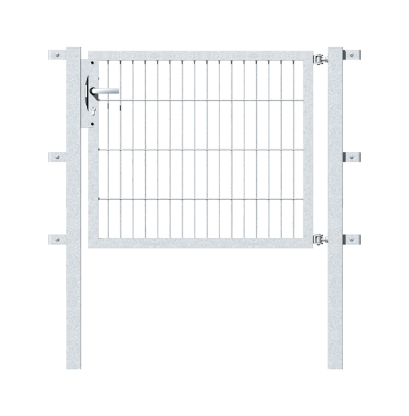 Single gate Flexo, type 6/5/6, Material: raw steel, Surface: hot-dip galvanised passivated, for setting in concrete, Nominal width: 1000 mm, Clear width: 1000 mm, Clearance width: 886 mm, Height: 1200 mm, Post length: 1700 mm, Post thickness: 60 x 60 mm, Frame width: 910 mm, Frame thickness: 40 x 40 mm, Mesh width: 50 x 200 mm, 15-year warranty against rusting through