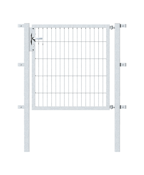 Single gate Flexo, type 6/5/6, Material: raw steel, Surface: hot-dip galvanised passivated, for setting in concrete, Nominal width: 1000 mm, Clear width: 1000 mm, Clearance width: 886 mm, Height: 1000 mm, Post length: 1500 mm, Post thickness: 60 x 60 mm, Frame width: 910 mm, Frame thickness: 40 x 40 mm, Mesh width: 50 x 200 mm, 15-year warranty against rusting through