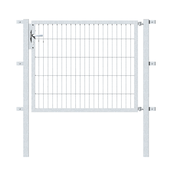 Single gate Flexo, type 6/5/6, Material: raw steel, Surface: hot-dip galvanised passivated, for setting in concrete, Nominal width: 1250 mm, Clear width: 1265 mm, Clearance width: 1151 mm, Height: 1000 mm, Post length: 1500 mm, Post thickness: 60 x 60 mm, Frame width: 1175 mm, Frame thickness: 40 x 40 mm, Mesh width: 50 x 200 mm, 15-year warranty against rusting through