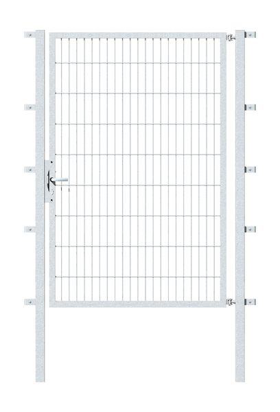 Single gate Flexo, type 6/5/6, Material: raw steel, Surface: hot-dip galvanised passivated, for setting in concrete, Nominal width: 1250 mm, Clear width: 1265 mm, Clearance width: 1151 mm, Height: 1800 mm, Post length: 2300 mm, Post thickness: 60 x 60 mm, Frame width: 1175 mm, Frame thickness: 40 x 40 mm, Mesh width: 50 x 200 mm, 15-year warranty against rusting through